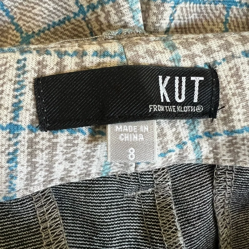 Kut from the Kloth Women's 8‎ Beige Blue Plaid Skinny Trouser Pants
